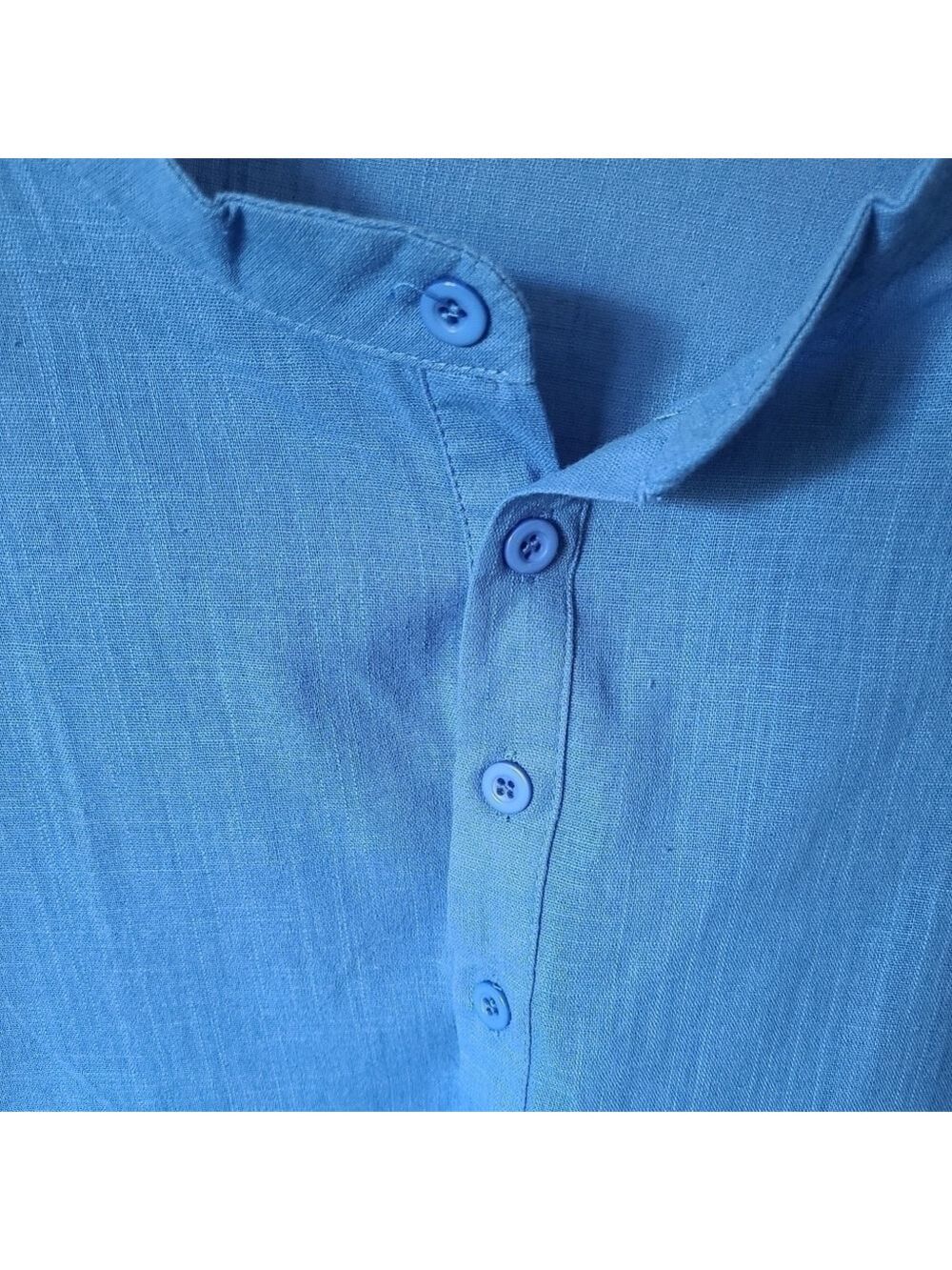 TRÏBE 100% Cotton Blue Long Sleeve Button Front Tunic Blouse Top Size 3XL - Picture 3 of 6